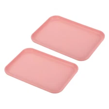 9x7" Fast Food Tray, 2 Pack PP Plastic Reusable Rectangle Serving Tray Pink