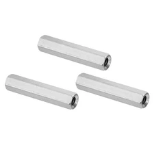 3Pcs 1/4"-20 UNC 2" Length 304 Stainless Steel Hex Coupling Nuts Connector