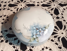 Vintage Porcelain Powder Dresser Jar Handpainted & Signed