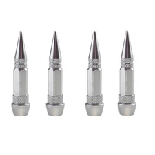 4x Spike Bullet Valve Stem Caps Covers Tire Wheel Screw-on Metal Aluminum 2.5"