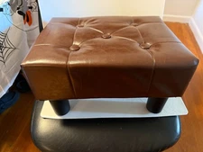 15 ½ " Brown Poufzy Ottoman Tufted Upholstered Rectangular Foot Stool
