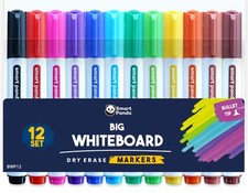 Smart Panda 12 Big Whiteboard Pens Bullet 1 count (Pack of 12), Multicolor 