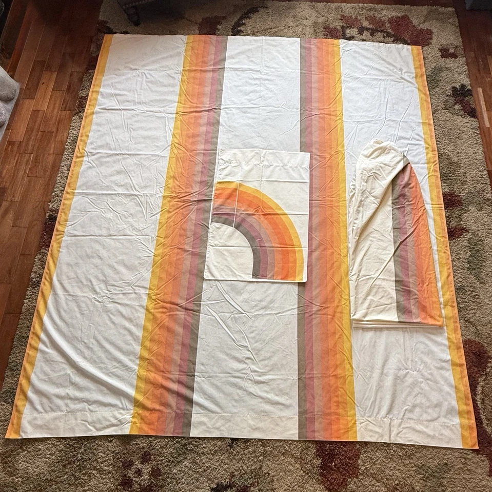 Funda de Almohada Sábana Completa y Ajustable 3 Piezas De Colección Años 70 Wamsutta Ultracale Tomorrow’s Rainbow Foto 2 de 4