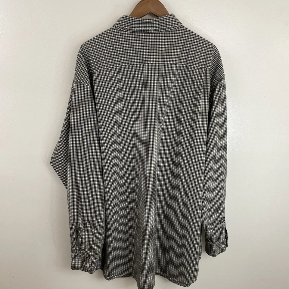 Roundtree & Yorke 衬衫男式 3XLT 高 XXXL 米色格子长袖纽扣 — 第 2/4 张图片