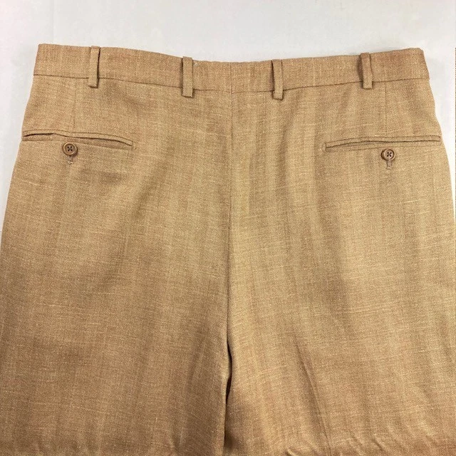 Pantalones de vestir Belvest lana seda lino tweed 36-29 plisados puños hechos en Italia 36R Foto 2 de 4