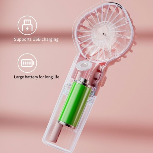 Compact Handheld Fan with Misting Spray Rechargeable Stay Cool Outdoors - Afbeelding 4 van 15