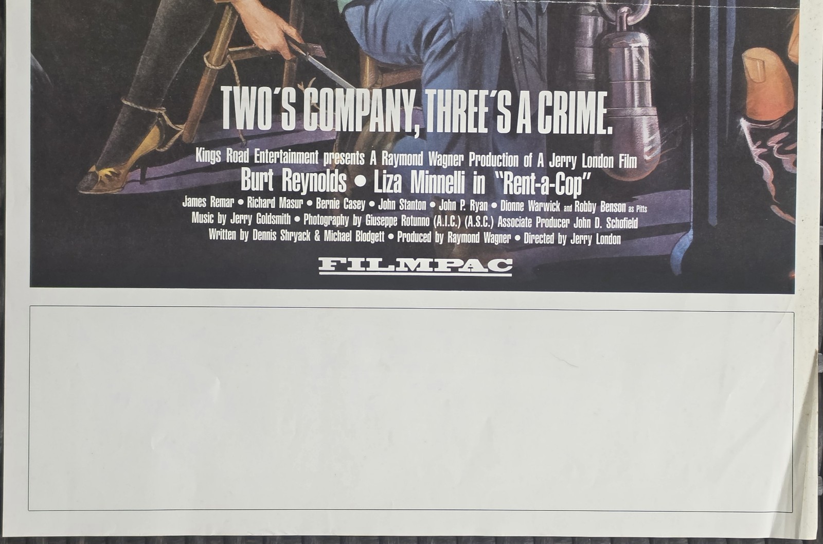 Rent-A-Cop 1987 Original Australian Daybill Crime Action Burt Reynolds VG image 3