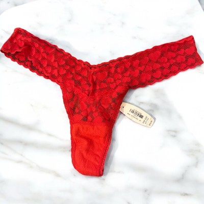 Victoria s Secret Red the Lacey Heart Panties Lace One Size Underwear-