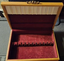 Vintage Silverware Wood Flatware Box - Chest with Anti Tarnish Material-See Pics