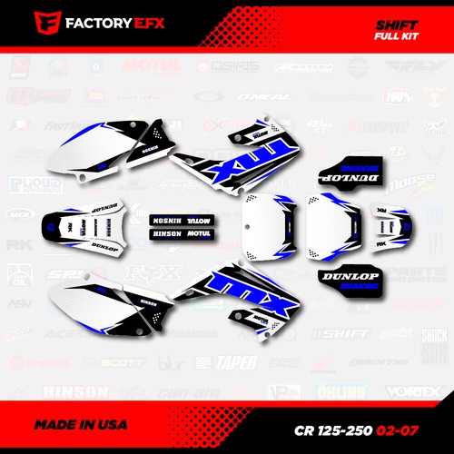 Kit de gráficos de carreras Shift blanco y azul para Honda Cr125 Cr250 02-07 CR 125 250 - Imagen 2 de 5