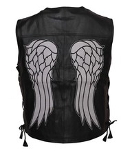 DARYL DIXON ANGEL WINGS REAL LEATHER MOTORCYCLE VEST THE WALKING DEAD COSPLAY