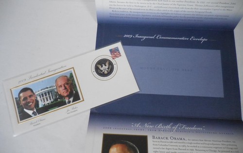 Cubierta oficial de estampillas de recuerdo de USPS 2009 día de la inauguración de Obama/Biden en carpeta - Imagen 4 de 8