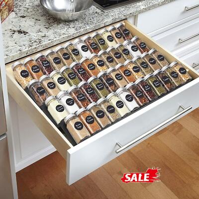 2PCS Extendable Tier Drawer Spice Rack Tin Storage Cupboard
