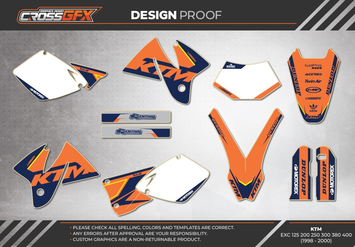 1998 1999 2000 Graphics Kit for KTM EXC 125 200 250 300 380 400