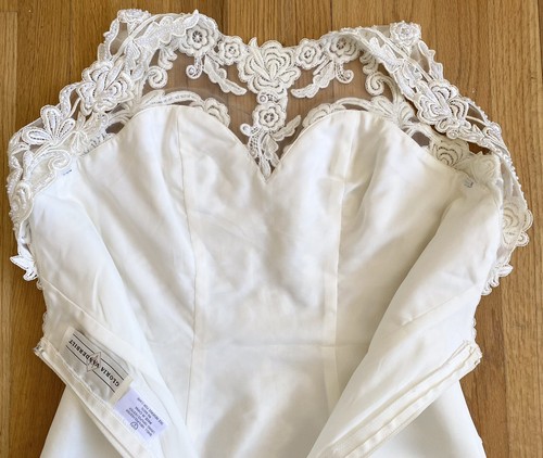 Vintage 3pc Sheath Wedding Dress *Size 8* GLORIA VANDERBILT 90s Illusion Gown - Picture 14 of 16