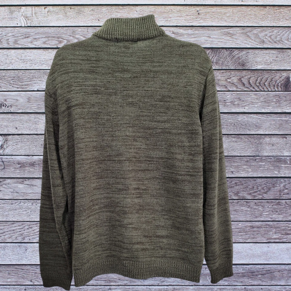 Suéter tejido para hombre Via Europa XXL verde Henley 1/4 cremallera manga larga Foto 4 de 4