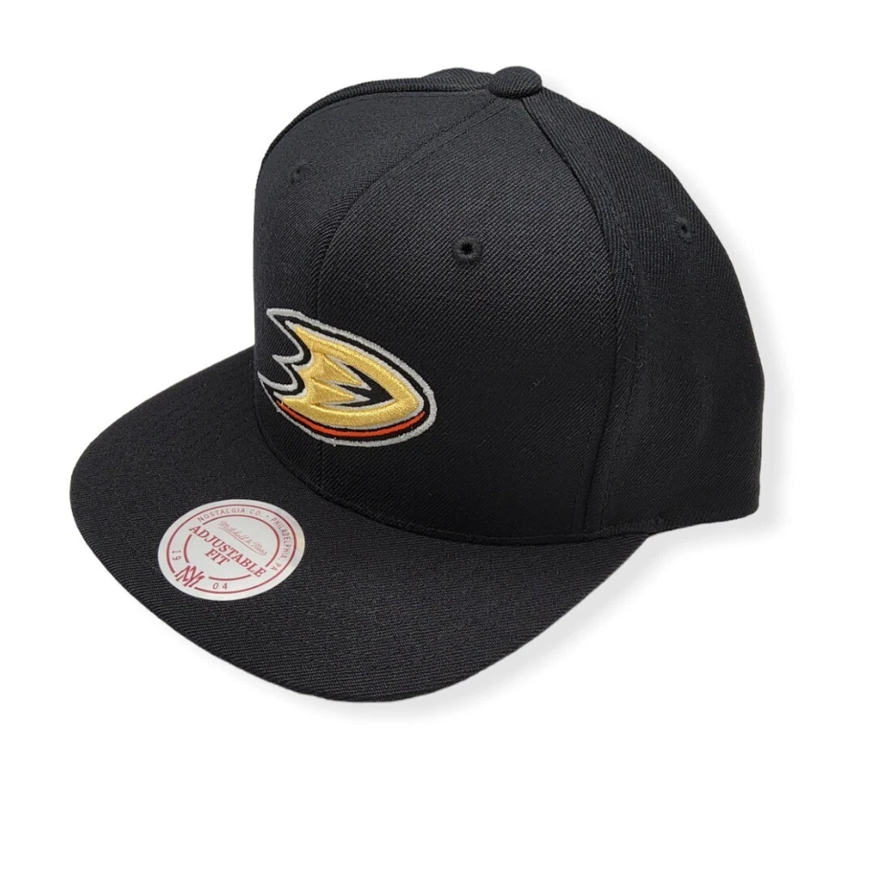 Mitchell & Ness Anaheim Ducks Current Lana Sólida Negra Ajustable Snapback Sombrero Foto 2 de 4