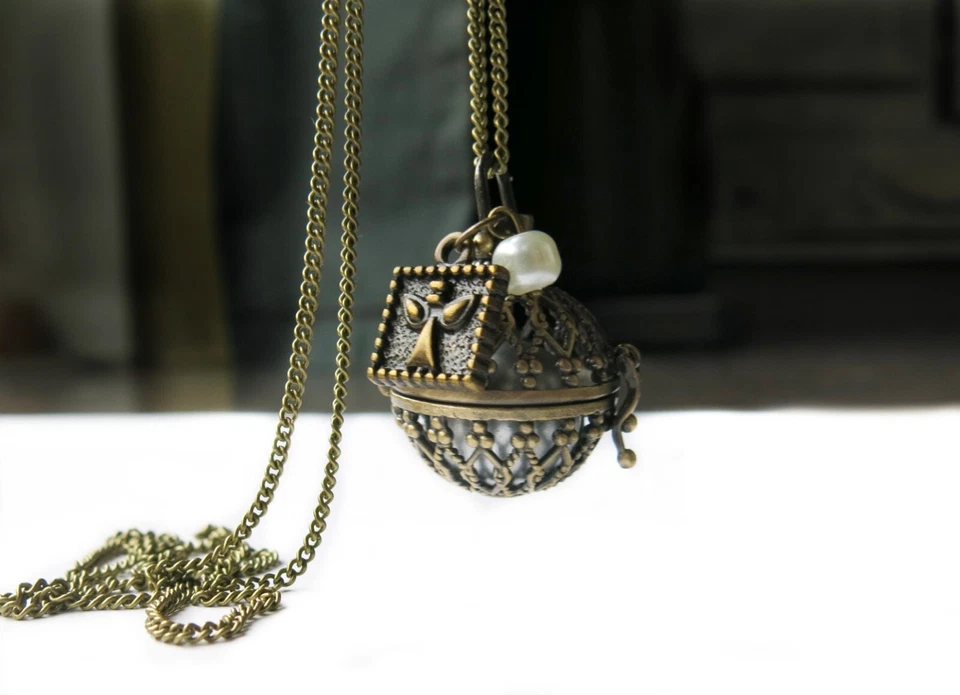 Klangkugel Kette Glücksbringer Engel Vintage Schutzengel Geschenk Frauen Mutter - Bild 4 von 4