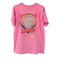 Vintage Volleyball Spike It Clearwater Beach FL Neon Pink Tee Shirt Large