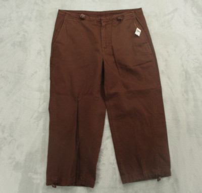 Allison Brittney Capri Pants Women's 4 Brown Solid Color 100% Cotton