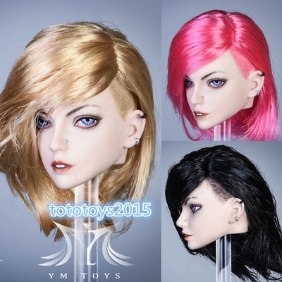 YMTOYS 1//6 YMT032 Ethel Head Sculpt Cool Girl Head W// Color Hair Fit TBL Figure