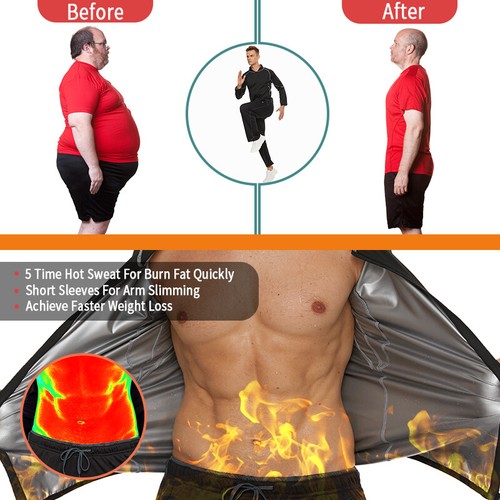 Men Sauna Suit Waist Trainer Hot Sweat Tank Top Workout Body Shaper T-Shirt US - 第 8/19 張圖片