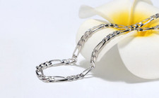 Italy 925 Sterling Silver 5-7mm Diamond-Cut Figaro Link Chain 20", 24" 