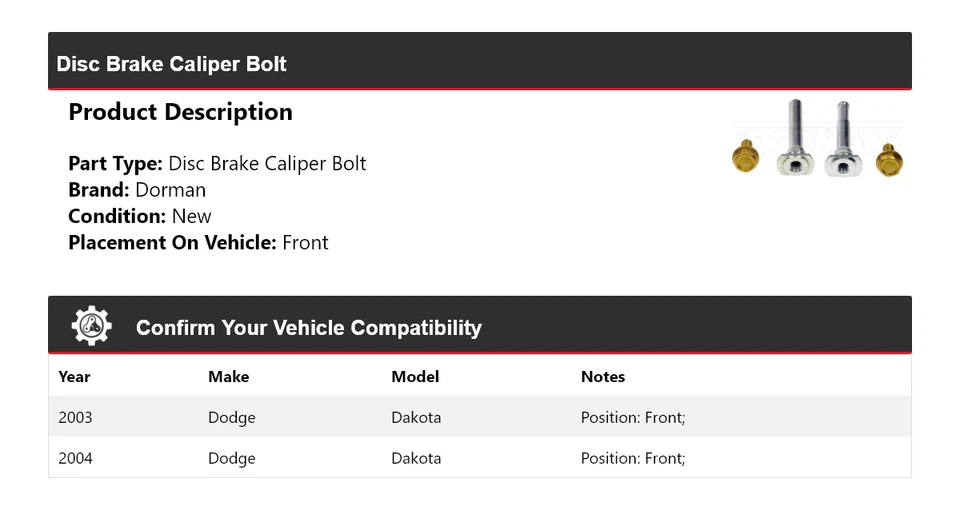 Pinza de freno de disco delantera para Dodge Dakota Dorman 2003-2004 Foto 2 de 4
