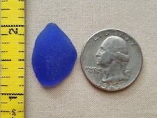PURE BEACH SEA GLASS SURF TUMBLED COBALT BLUE NAVY OCEAN FROSTED PENDANT T04