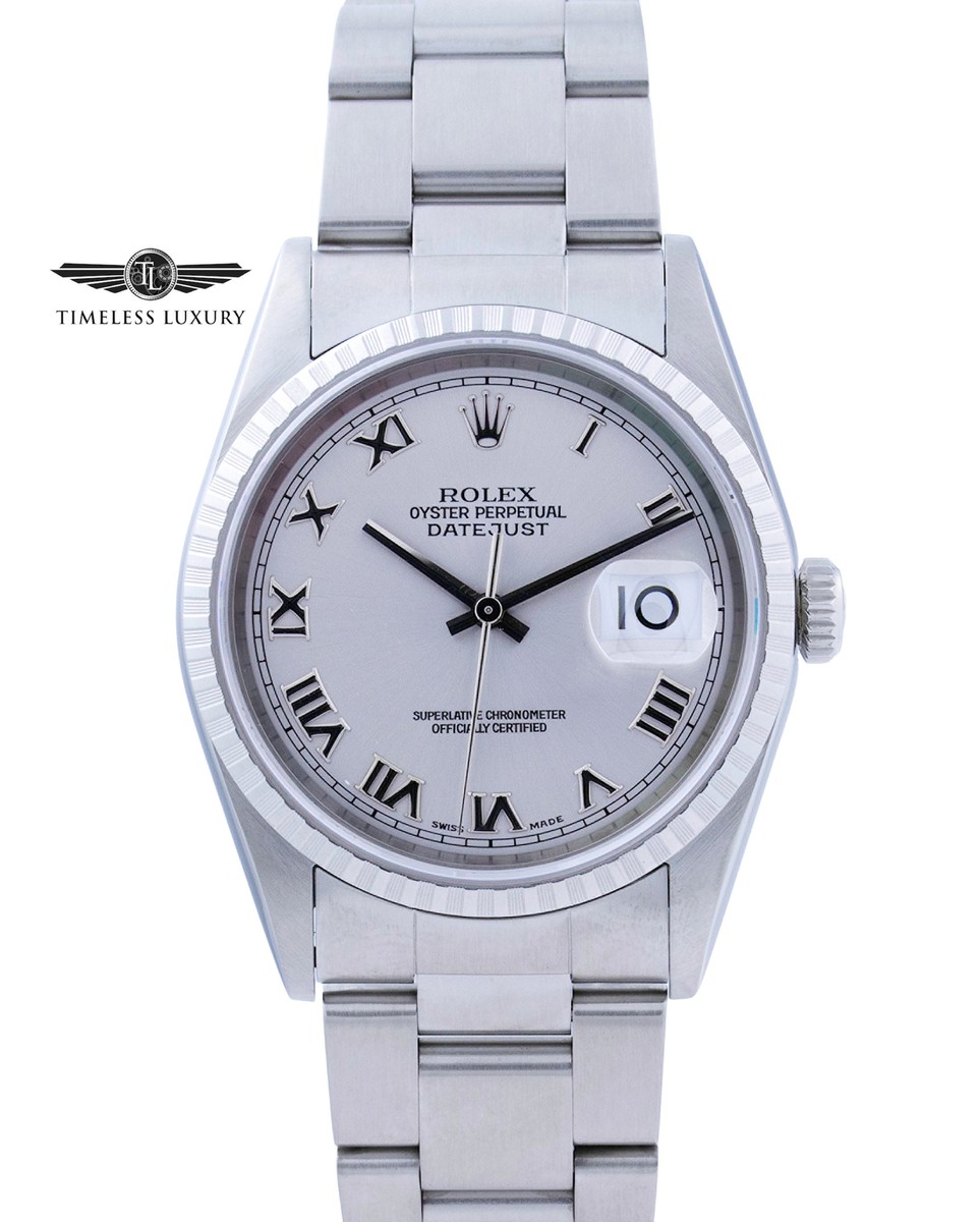 1999 Rolex Datejust 16220 Stainless Steel 36mm Rhodium Dial MINT