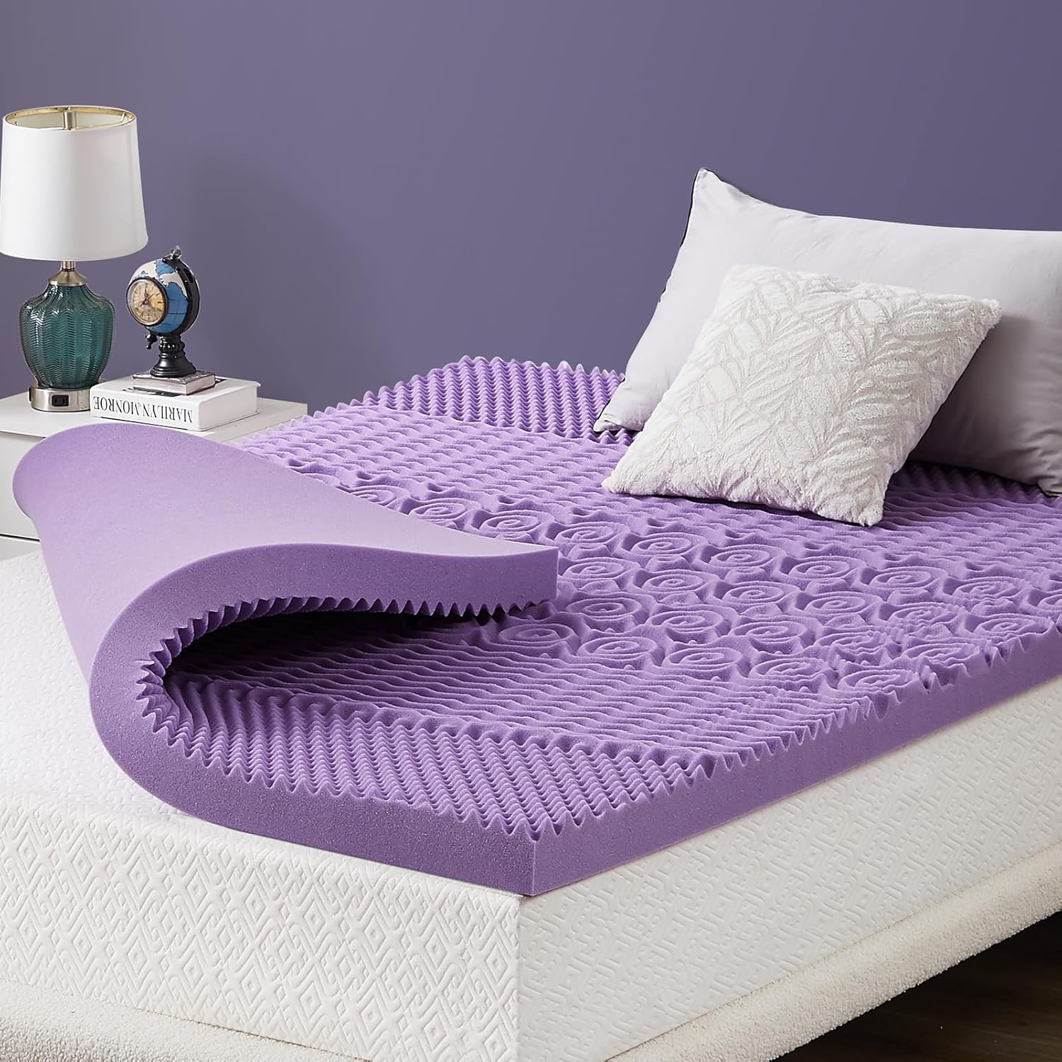 Mattress Topper Queen - 2 Inch 5-Zone Gel Infused Memory Foam Mattress Topper Qu