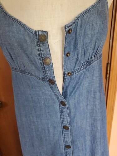Free People Denim Cotton Blend Straps Open Back Maxi Dress Small - Picture 5 of 10