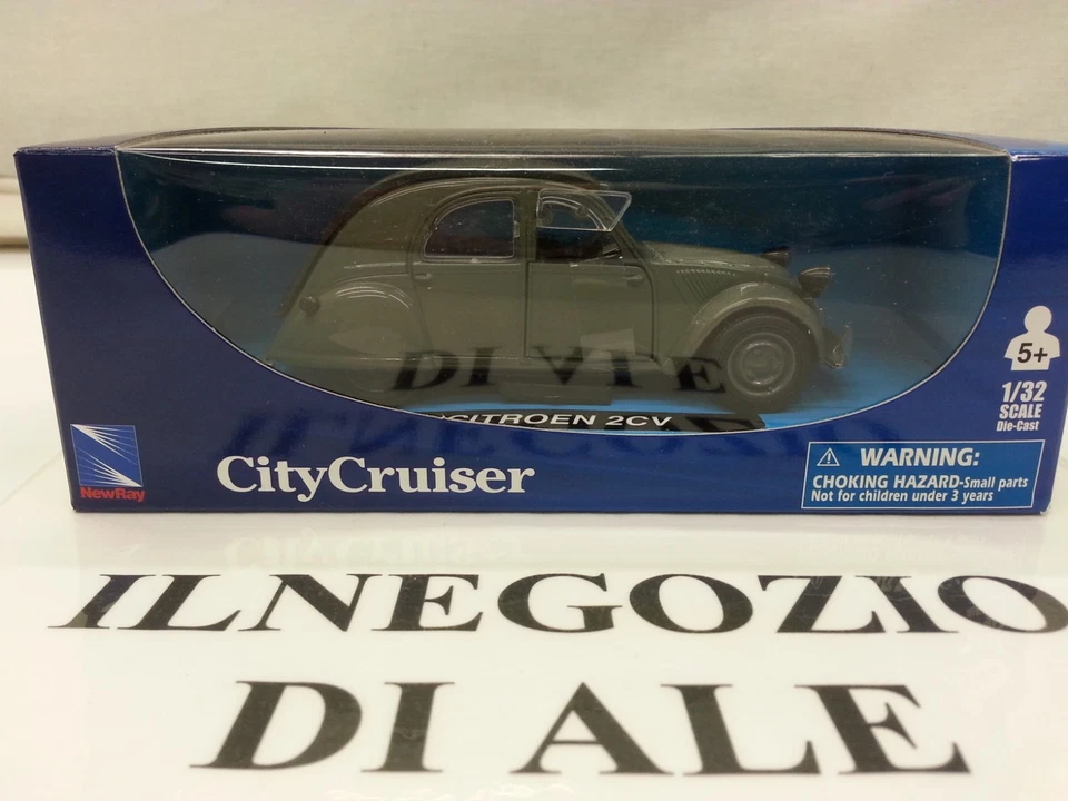 NEW-RAY MODELLINO AUTO CITROEN 2CV 1952 SCALA 1:32 DARK GREY DIE-CAST METAL NEW - Immagine 4 di 4