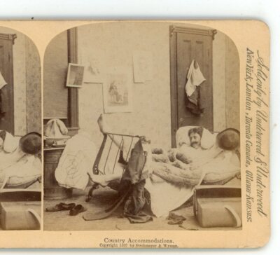 Country Accommodation Broken Bed Comic Series Underwood Stereoview