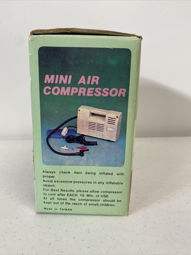 Vintage Mini Air Compressor 120PSI Black Low Power Consumption Nozzle Adaptors - Picture 10 of 12
