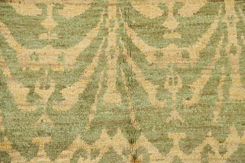 Geometric Transitional Moroccan Oriental Area Rug Hand-knotted LIGHT GREEN 4'x6' - Picture 4 of 12