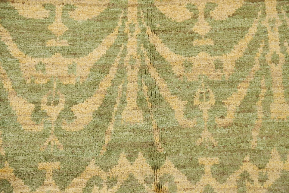 Geometric Transitional Moroccan Oriental Area Rug Hand-knotted LIGHT GREEN 4'x6' - Image 4 of 4