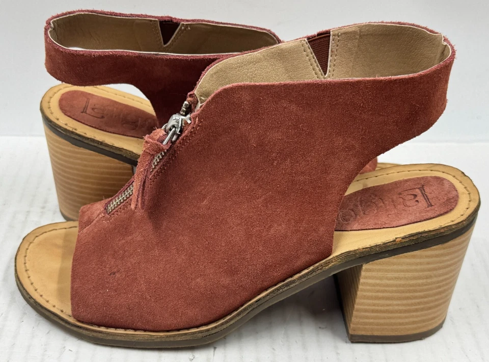 Sandalia Latigo Venice para mujer talla 8,5 cuero rojo correa al tobillo tacón bloque  Foto 2 de 4