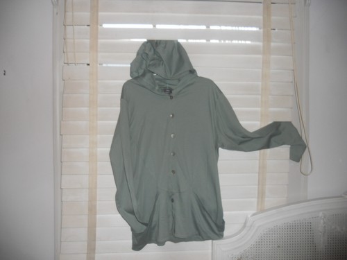 NWOT Lilith France ~ Art to Wear ~ Lagenlook ~ Green Buttonfront Hoodie ~ LL - 第 1/4 張圖片