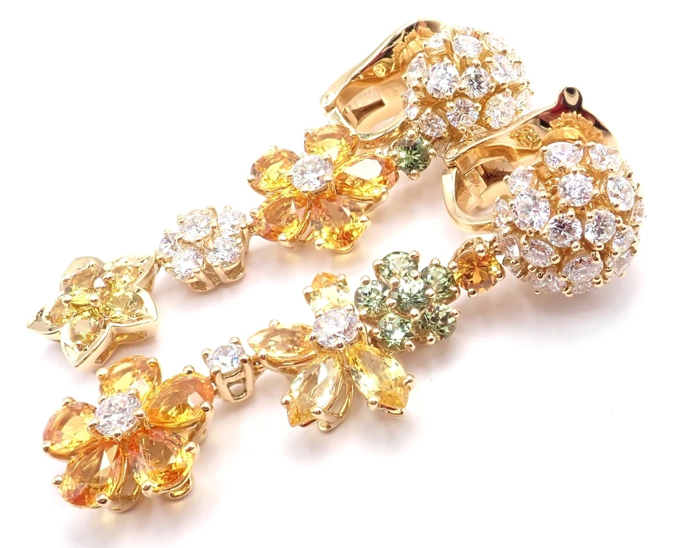 ¡Auténtico! Pendientes Van Cleef & Arpels Folie des Pres oro 18k diamantes zafiro Foto 3 de 4