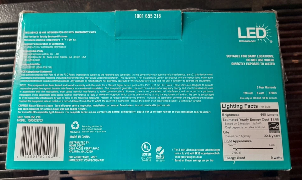 EcoSmart 65-Watt Equivalent BR30 Dimmable Energy Star LED Light Bulb (6-Pack) - Image 2 of 3