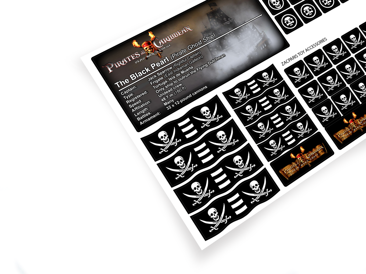 CUSTOM STICKERS for PIRATES OF THE CARIBBEAN Lego 4184 BLACK PEARL