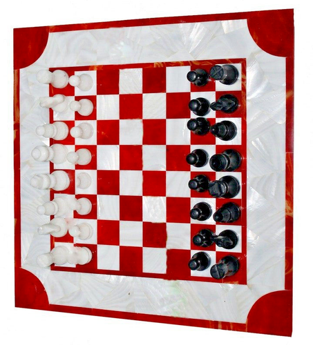 Queen's Gambit Schachspiel Marmor Schachbrett, Halbedelstein Mopp Karneol Stein - 第 2/6 張圖片