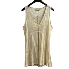 Vintage Bonjour Y2K Vest Womens OS Ivory Open Knit Crochet Boho Hippie Festival