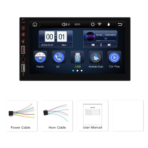 Doppel 2 DIN 7'' Wireless Apple Carplay Autoradio Android Auto USB Bluetooth AUX - Bild 24 von 24