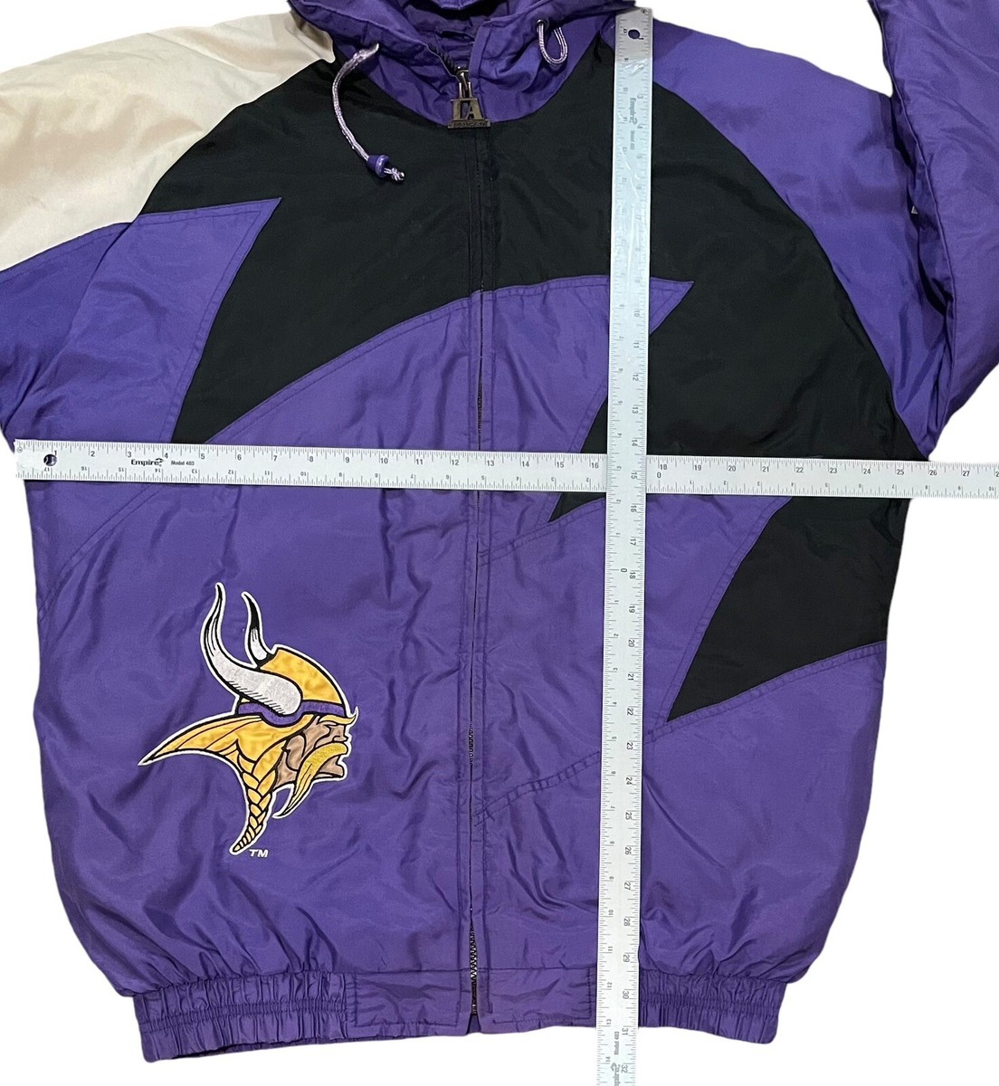 NFL VIKINGS ハーフジップ　ジャンパー　冬物　刺繍　パープル　古着　L Vintage 90s NFL Minnesota Vikings Logo Athletic Sharktooth