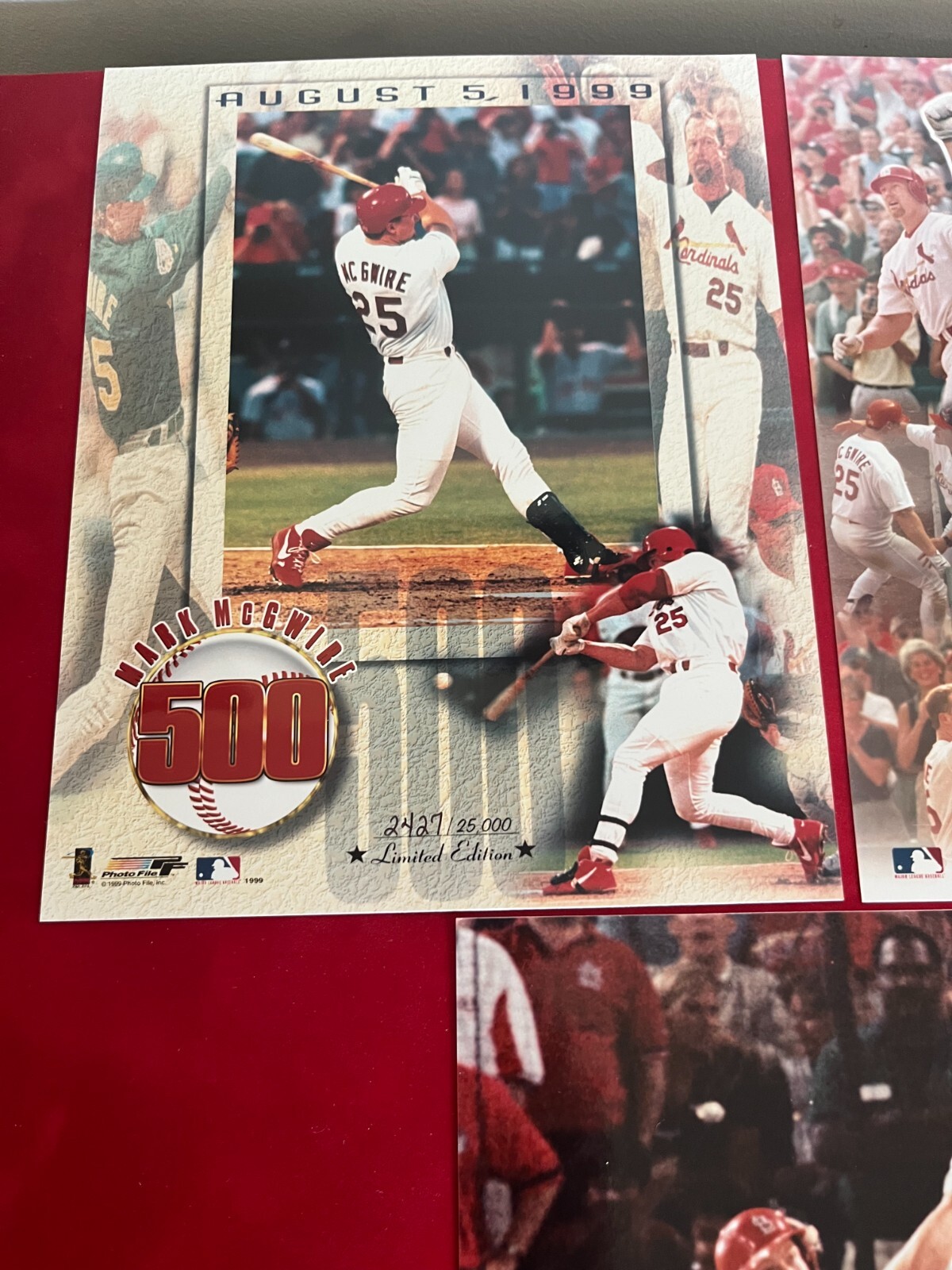 MARK McGWIRE (3) LICENSED 8X10 PHOTOs Home Run 62, 70 & 500 Cardinals