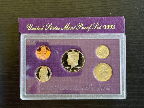 1992-S PP USA Kursmünzensatz mit Umschlag & COA - 1c, 5c, 10c, 25c, 50c - ME1407