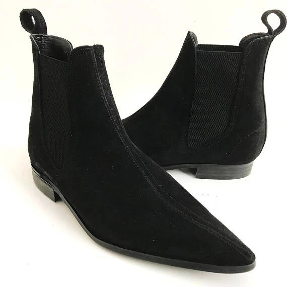 Handmade Men Black Color Suede Chelsea Boots Men Black Fashion Chelsea Boot 7-17