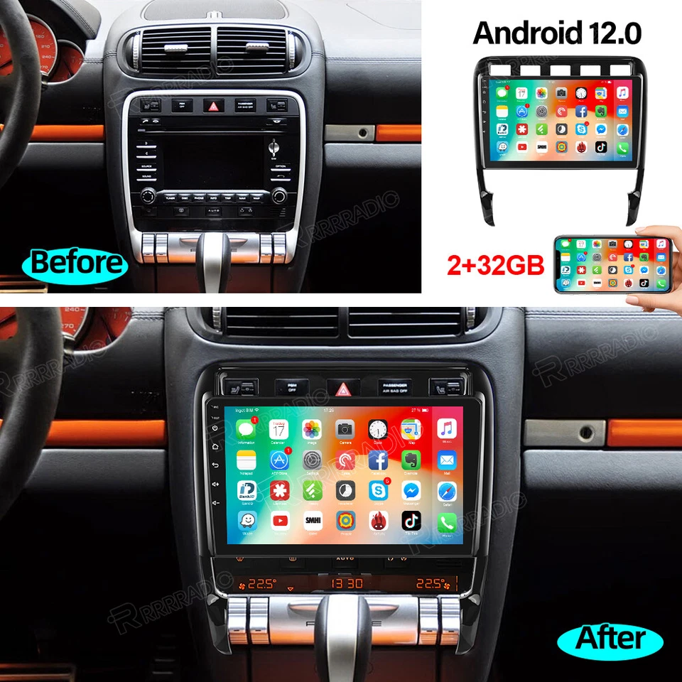 PODOFO For Porsche Cayenne 2002-2010 9" Android 15 Car Radio GPS Sat Nav WIFI USB DAB+